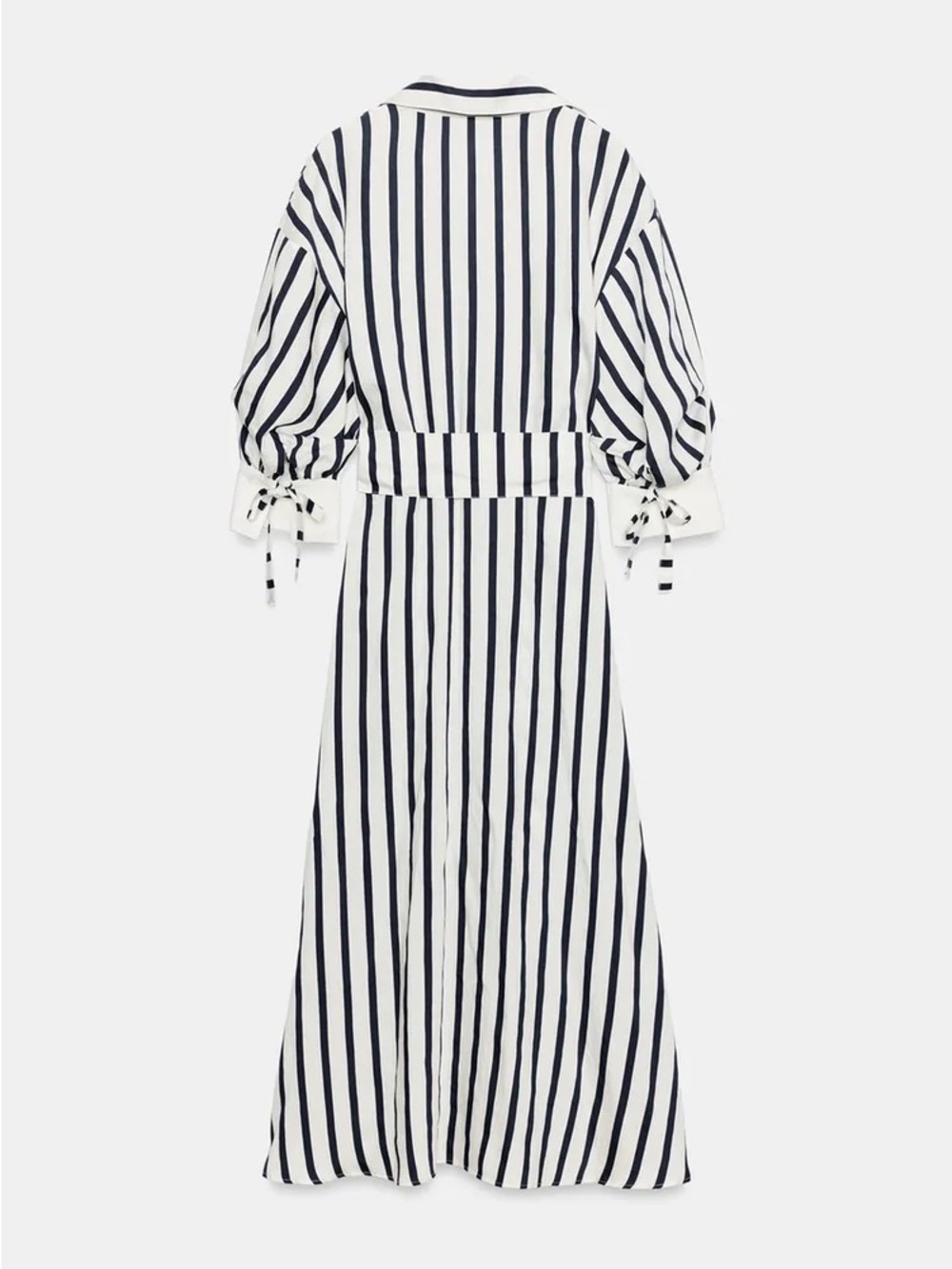 ZARA BELTED STRIPED MIDI DRESS - Picture 6 of 9